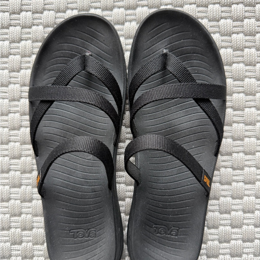 TEVA Black Strappy Slide Sandals
